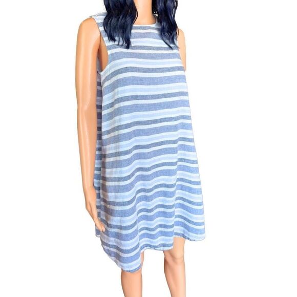 Beachlunchlounge Collection Blue and White Striped Linen Dress Size Small - Picture 3 of 6